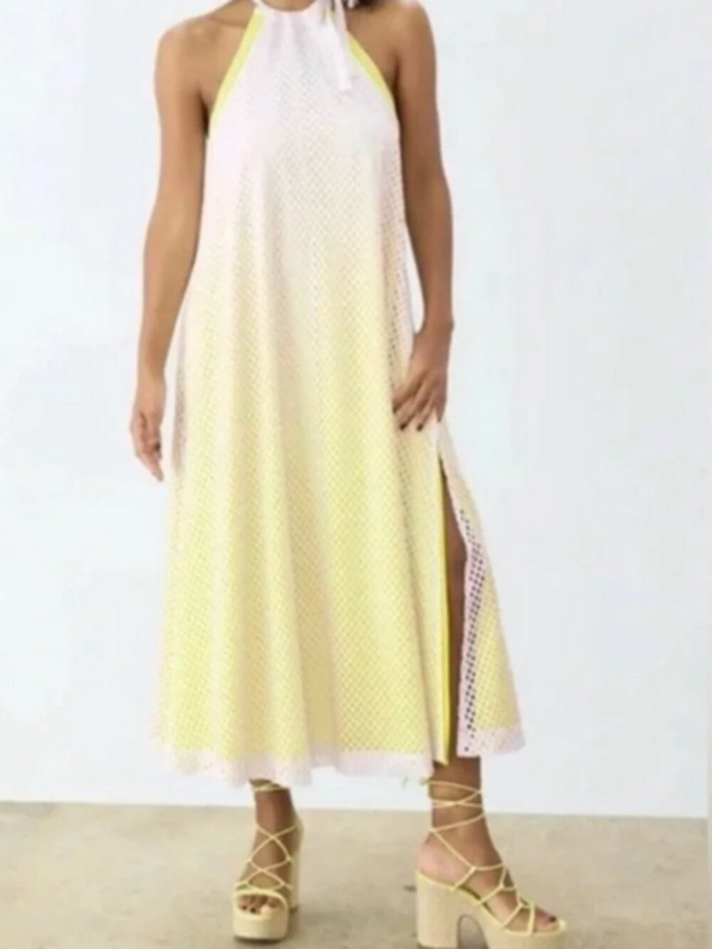 NWT Womens GSTQ Mesh Halter Maxi Dress $225 Value Size XS